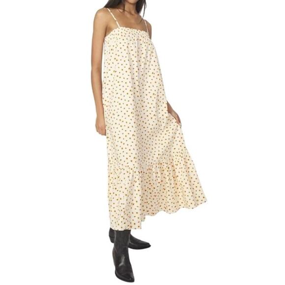 WeWoreWhat Ivory Ditsy Daisy Cotton Poplin Smocked Summer Midi Sundress XS NWT - Picture 1 of 14